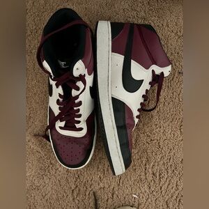 Nike Burgundy and White High-Top Sneakers